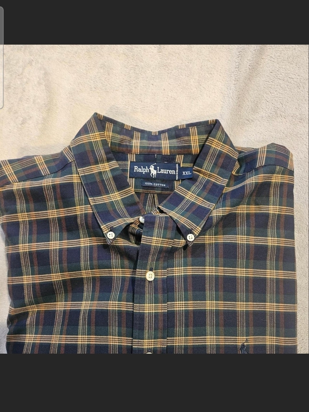 Classic Ralph Lauren Multicolor Plaid Button-Down Shirt - Green, Navy, Yellow